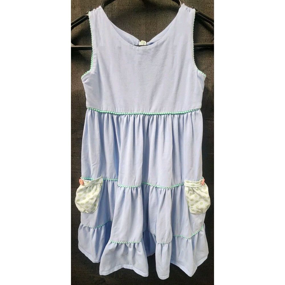 Matilda Jane Happy And Free Mission Bay Dress Girls Size 8 Light Blue Polka Dots